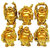 Feng Shui Golden Set Of Laughing Buddha 6 Pc Set
