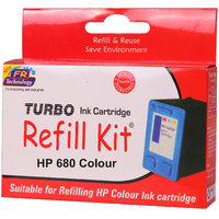 Turbo ink refill kit for HP 680 color ink cartridge