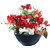 G  G Pretty Artificial White  Red Flowers in a Boat Shape Pot Vase Plant Home Decoration Furnishing Garden Accessories