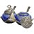 White Metal  Duck Double Bowl With Two Spoon Blue Colour