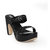 Bruno Manetti Women Glitter Black Faux Leather Block Heel