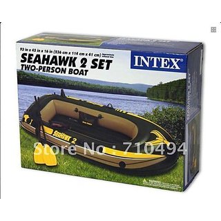Festnight Intex Seahawk 2 Set Inflatable Boat with Oars and Pump 