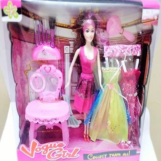 Buy Barbie Doll Gift Set with beautiful fancy dresses and makeup kit