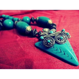 Antique Gemstone Stone Mix Metal Long Necklace