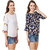 Delux Look Women's White  Blue Top Combo pack of 2