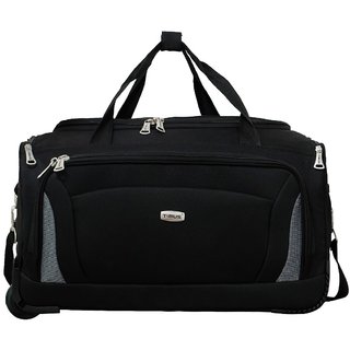 Timus Morocco 55 Cm Black 2 Wheel Duffle Trolley Bag For Travel Cabin Small Luggage