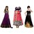 Maxthon Fashion New Designer Kids Girl's Wear Pink,Purpel  Black Soft Net Free Size Combo Pack Salwar Suit With Dupatta
