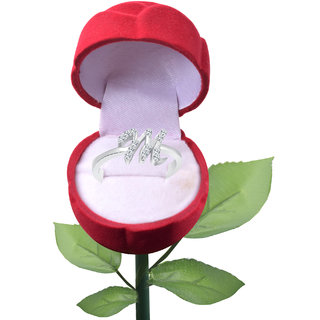 Buy Vighnaharta Initial M Alphabet With Rose Cz Rhodium Plated Alloy Finger Ring For Women And Girls Online Get 43 Off