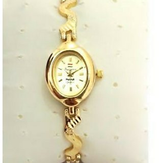 Buy Hmt Designer Golden Wrist Watch For 