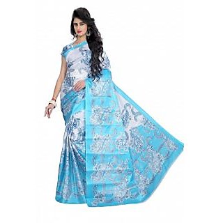 Buy Sharda Creation Sky Blue Floral Printed Bhagalpuri Art Silk Saree Online Get 73 Off