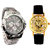 COMBO'S ROSRA ROUND DIAL SILVER METAL WATCH+ TRANSPARENT GOLDEN WATCH FOR MENS