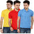 Grand Bear Men's Multicolor Polo Collar T-Shirt (Pack of 3)