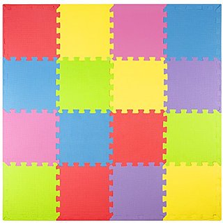 Elephants 16pc Tadpoles Baby Play Mat Kids Puzzle Exercise Play Mat Soft EVA Foam Interlocking Floor Tiles White/Hearts/Pink/Grey 50x50 Cushioned Childrens Play Mat 