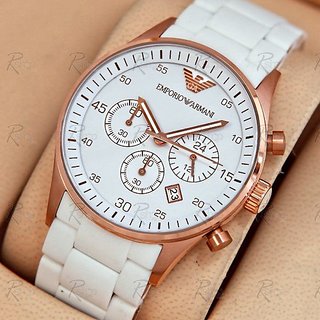 white ceramic armani watch