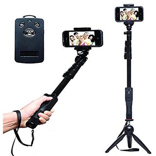 Extendable Handheld Yunteng Selfie Stick Monopod + Mini Tripod With Bluetooth Remote Shutter.