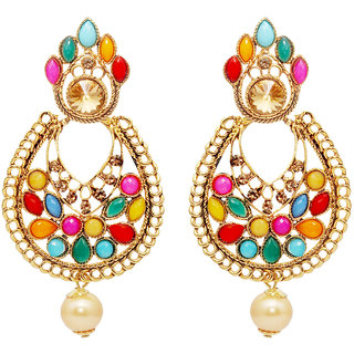 Buy Kriaa Multicolor Traditional/Ethnic Alloy Casual Gold Plated Pearl ...