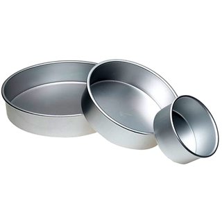 Aluminium Round Cake Mould - Fixed Bottom - Size 6 7 8 Inches for Baking approx 0.5 kg 0.75 kg and 1 kg cake