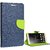 Mercury Diary Wallet Flip Case Cover for Lenovo Vibe K5 Note Blue + Tempered Glass