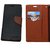Mercury Diary Wallet Style Flip Cover For Samsung Galaxy J2 Brown Black + Tempered Glasss By Mobimon