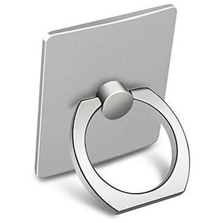 Techvik Universal 360 Rotating Silver Metal Ring Mobile Holder