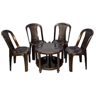 Buy NILKAMAL CHAIR 4002 WITH CENTRO 11 TABLE WEATHER BROWN