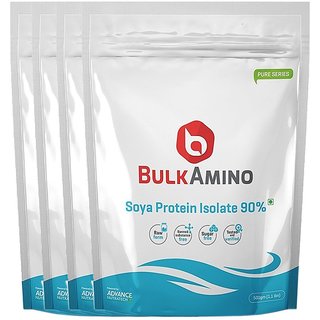 Advance Nutratech BulkAmino Soya Protein Isolate 90 Powder 2kg (4.4lbs) Unflavoured(4 Pack of ...