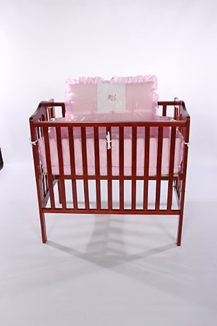 blue Baby Doll Bedding Gingham with Elephant Applique Cradle Bedding Set