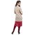 Naurachna off white floral stitched printed long kurti with front buttons