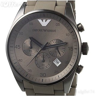 Emporio Armani Sportivo Ar 5950 Grey Dial Chronograph Mens Wrist Watch In Gift Box