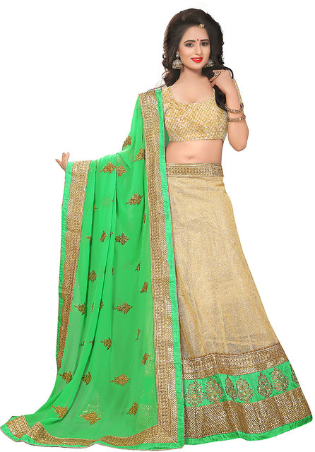 Buy Melluha Mehendi Gulshan and Tricoat unstitched lehenga choli with  Chinnon Chiffon Dupatta Online @ ₹5815 from ShopClues