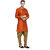 RG Designers Orange And Gold Plain Sherwani For Men