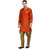 RG Designers Orange And Gold Plain Sherwani For Men