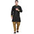 RG Designers Black And Gold Plain Sherwani For Men