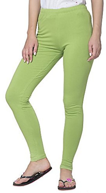 Frenchtrendz | Buy Frenchtrendz Cotton Spandex Lime Green Ankle Leggings  Online India
