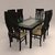 Caspian Curved Colonial Styled 6 Seater Dining Set With Glass Table Top.