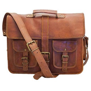 Buy Tuzech Brown Leather Messenger Bag Online @ ₹1919 from ShopClues
