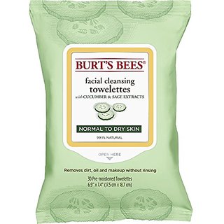 Burt's Bees Facial Cleansing Towelettes, Cucumber and Sage, 30 Count (Pack of 3)