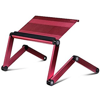 Furinno A6-Pink Ergonomics Aluminum Vented Adjustable Laptop Portable Bed Tray, Pink