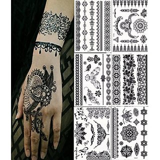 Buy ei 6 Sheets Henna Body Paints Temporary Tattoos Stickers Blacklace Tattoo For Girls Women Necklace Bracelets Patterns Black Online 1778 From Shopclues