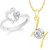 VK Jewels Solitaire Pendant  Heart Ring Gold and Rhodium Plated Alloy Combo with Chain for Women  Girls made with Cubic Zirconia - COMBO1478G VKCOMBO1478G8