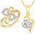 VK Jewels Solitaire Pendant  Heart Ring Gold and Rhodium Plated Alloy Combo with Chain for Women  Girls made with Cubic Zirconia - COMBO1479G VKCOMBO1479G8