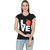 SnowDrop Black Printed Round Neck Casual T Shirts