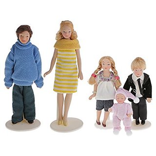 Segolike 5 Fashion Porcelain Dollhouse Dolls Family Dolls Figures Set for 1 12 Doll House Miniature Decoration Accessories Kids Toy