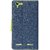 Mercury Diary Wallet Flip Case Cover for Lenovo Vibe K5 Plus Blue Premium Quality + Tempered Glass By Mobimon