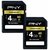 PNY Optima 2 pack of 4GB SDHC Class 4 Flash Memory cards P-SDHC4G4X2-EF