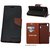 Mercury Wallet Dairy Flip Cover for Lenovo K3 Note / A7000 Premium Quality Brown  Black+ Tempered Glass By Mobimon