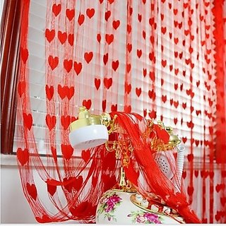Hdecore Red Polyester Single Piece Door Curtain Feet