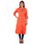 1style women orange banarsi cotton casual kurti