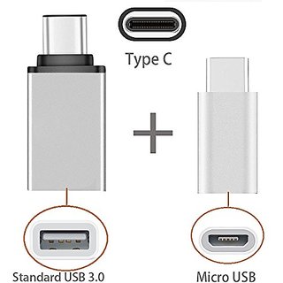 [2 in 1 Pack] Type C OTG, EpicGadget(TM) 1 Type C to USB Adapter + 1 Type C  to Micro USB Adapter, Converts/Connects USB Type-C input/output to 3.0