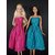 Set of 2 Beautiful Knee Length Dresses in Blue and Pink Made to Fit the Barbie Doll